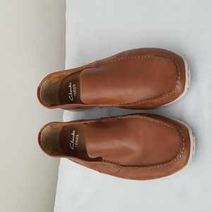 Clarks men brown Leather slip on casual shoes / Size 9.5